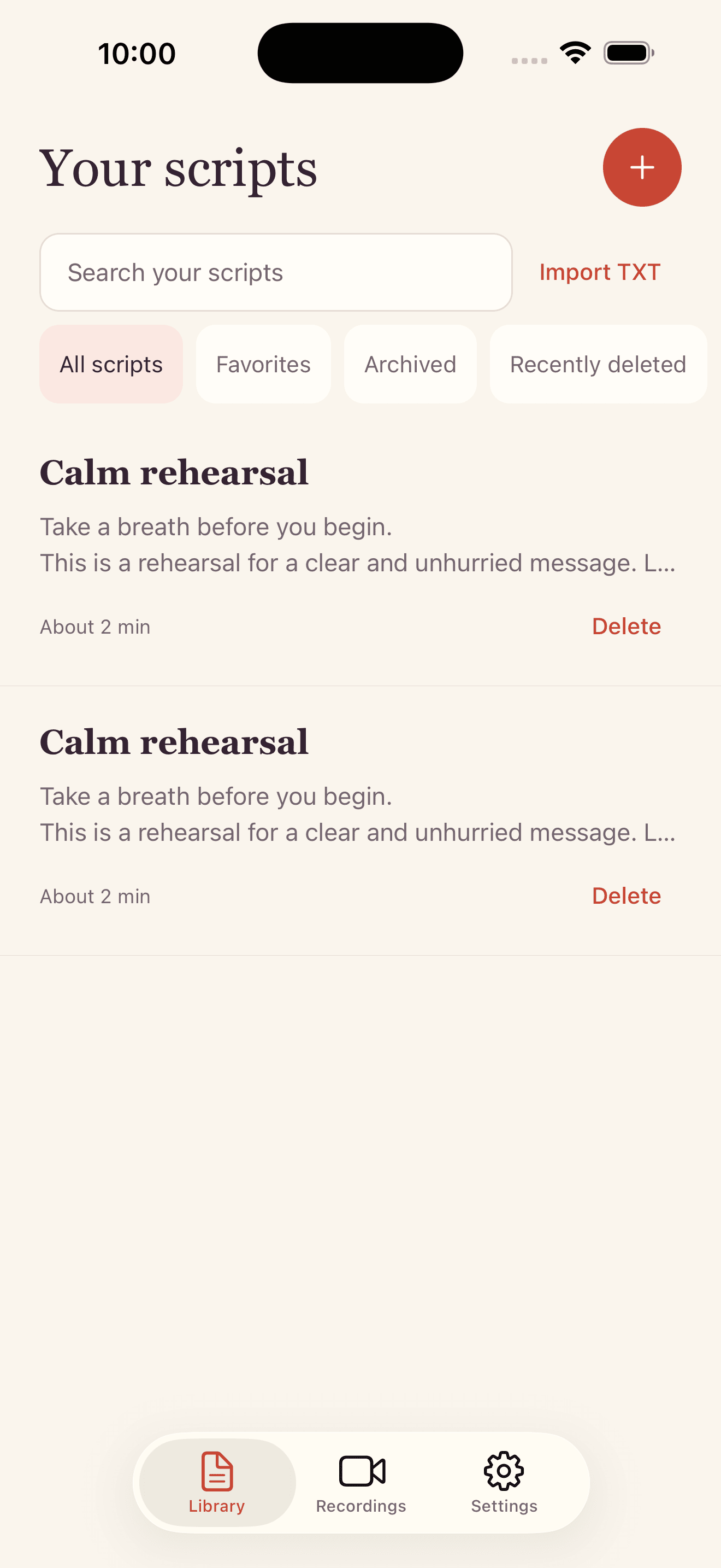 Teleprompter mobile script library